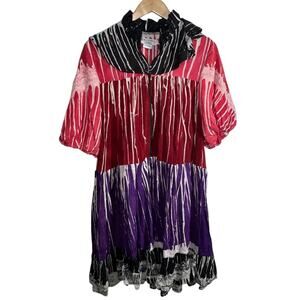 Busayo Wale Dress Women S Mini Red Purple Puff Sleeve Wearable Art Drip Luxury